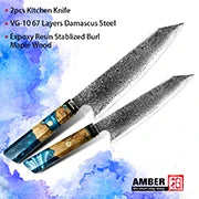 Amber 8 Inch Kitchen Knife 37 Layers AUS10V Japanese Chef Kiritsuke Utility Boning Knives Handmade Cooking Tools Olive Wood HD