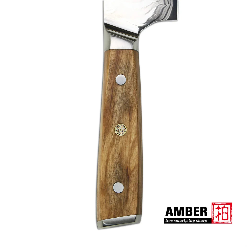 Amber 8 Inch Kitchen Knife 37 Layers AUS10V Japanese Chef Kiritsuke Utility Boning Knives Handmade Cooking Tools Olive Wood HD
