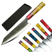 Amber 8 Inch Kitchen Knife 37 Layers AUS10V Japanese Chef Kiritsuke Utility Boning Knives Handmade Cooking Tools Olive Wood HD