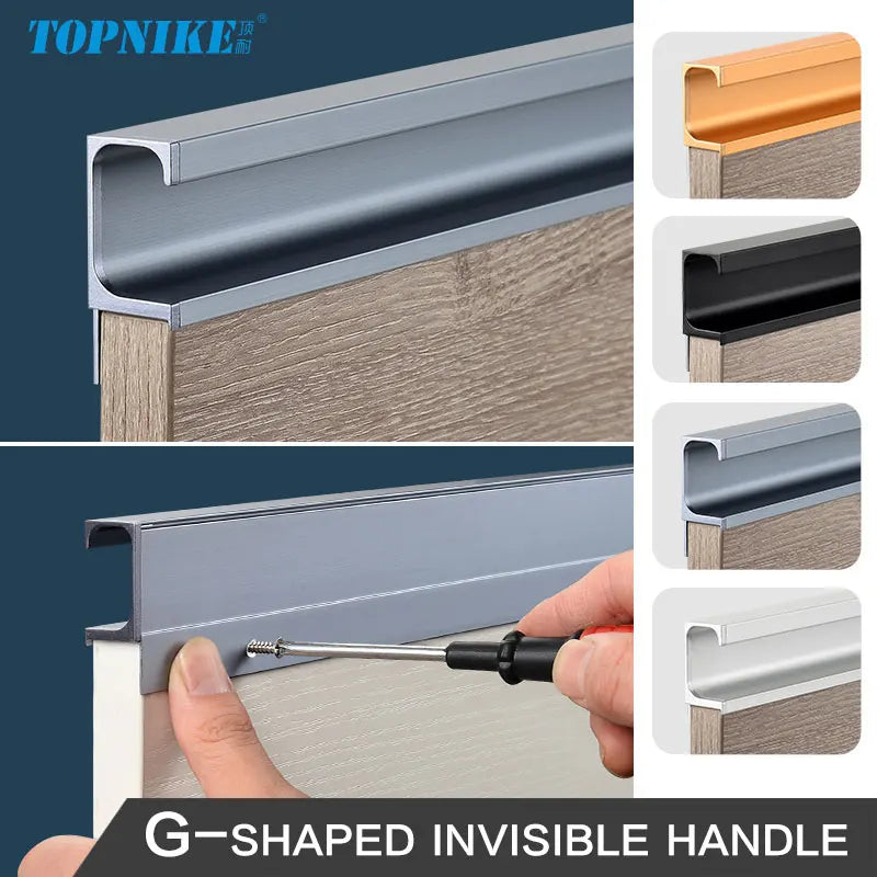 Concealed Edge Banding Kitchen Cabinet Door Recessed Handles Drawers Finger Pulls With 18mm Wood Boards G-Shape Groove-Free