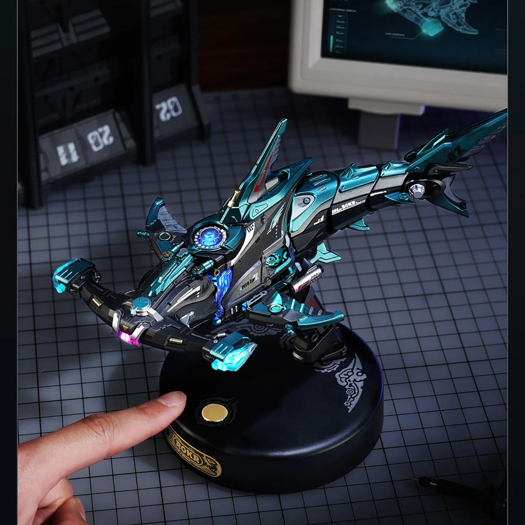 ROBOTIME Rokr Hammerhead Shark Model 3D Puzzle with Gear Drive Cool Tech Decor Unique Birthday Gift for Boys Men