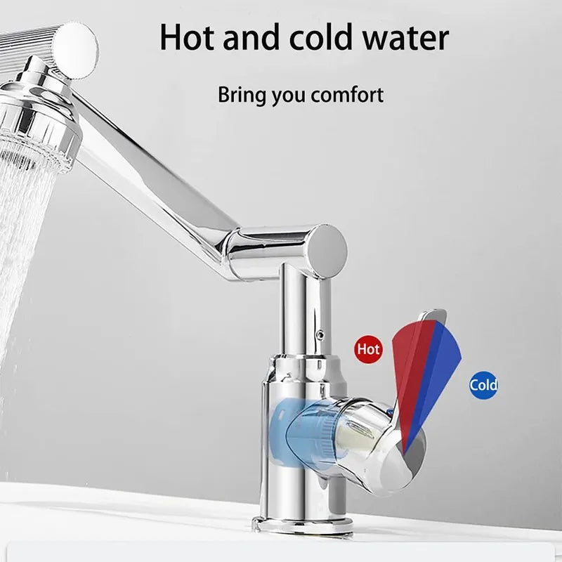 Stainless Steel Universal 1080° Rotary Faucet, Hot And Cold Water Faucet Double Outlet Mode, Suitable For Bathroom Kitchen Sink