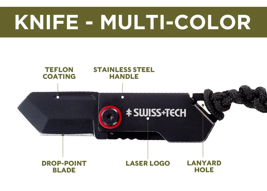 SWISS TECH Outdoor Stainless Steel Mini Folding Pocket Knife Portable Package Opener Unboxing Tool Keychain