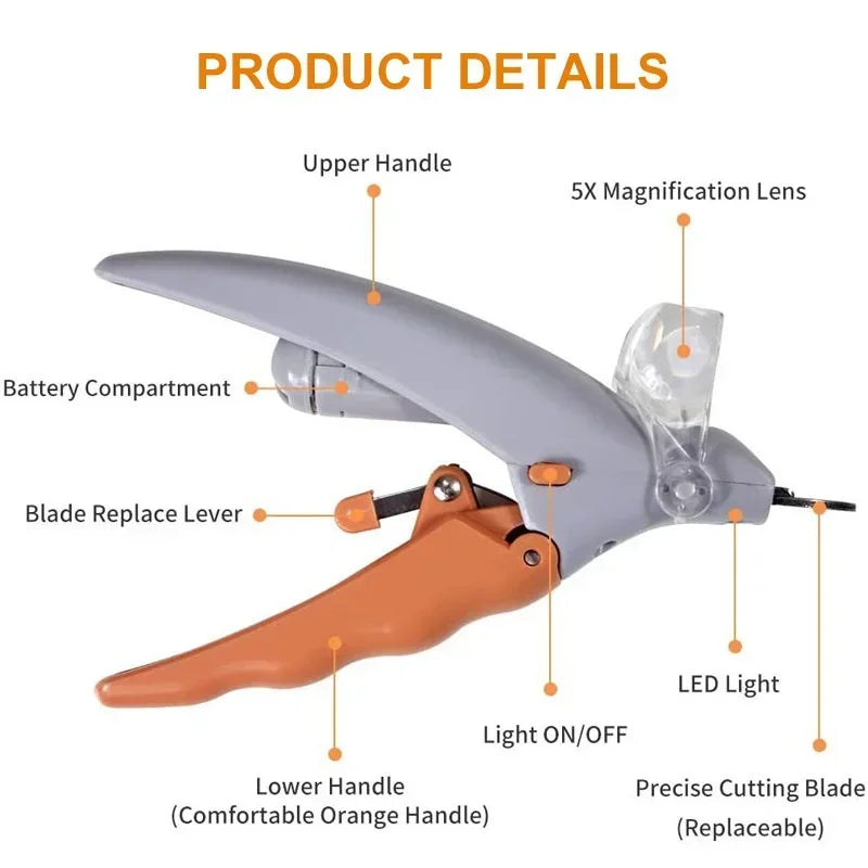 Professional Pet Nail Clipper Scissors With LED Light Cat Dog Nail Clipper Tool Scissors Nail Toeclaw Cutter Scissors Pet Supply