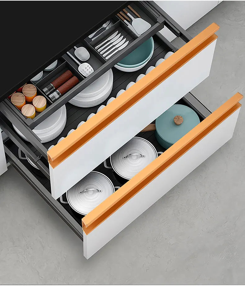 Concealed Edge Banding Kitchen Cabinet Door Recessed Handles Drawers Finger Pulls With 18mm Wood Boards G-Shape Groove-Free