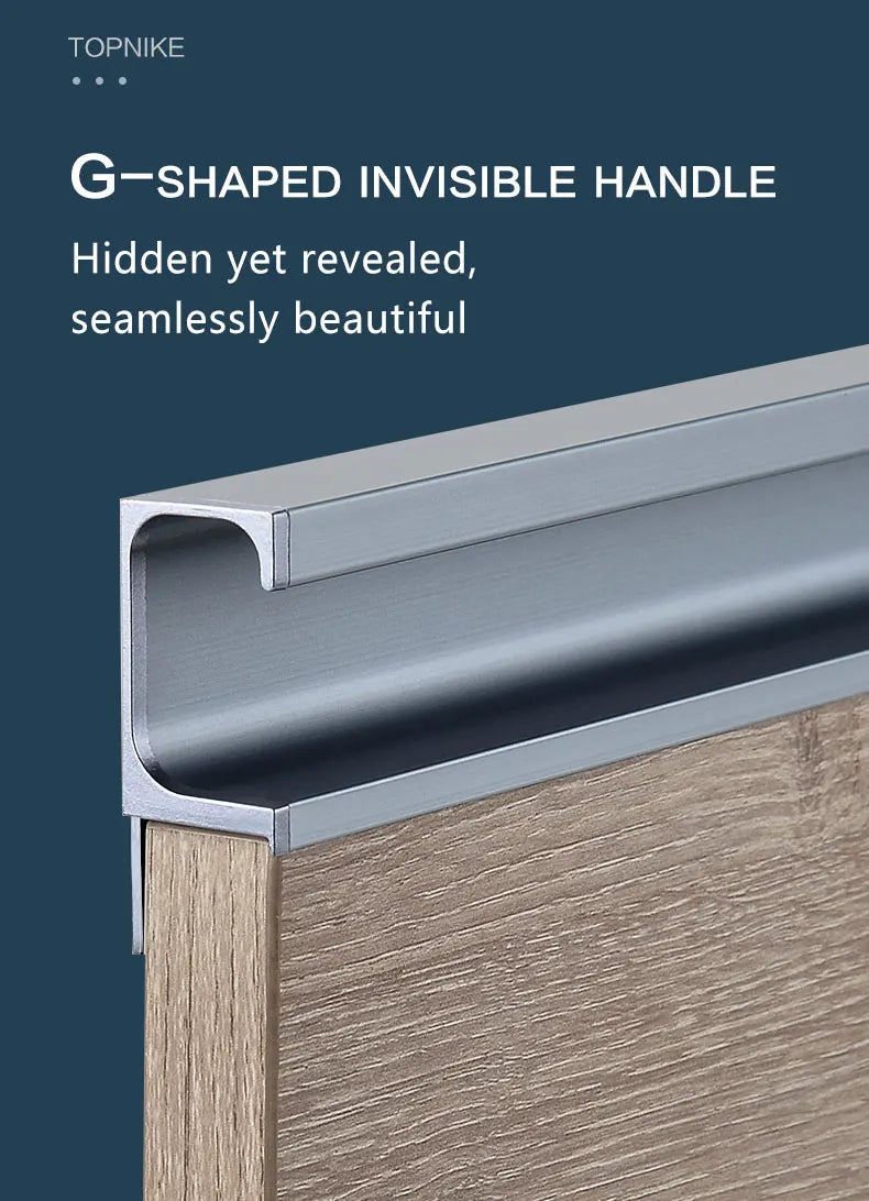 Concealed Edge Banding Kitchen Cabinet Door Recessed Handles Drawers Finger Pulls With 18mm Wood Boards G-Shape Groove-Free