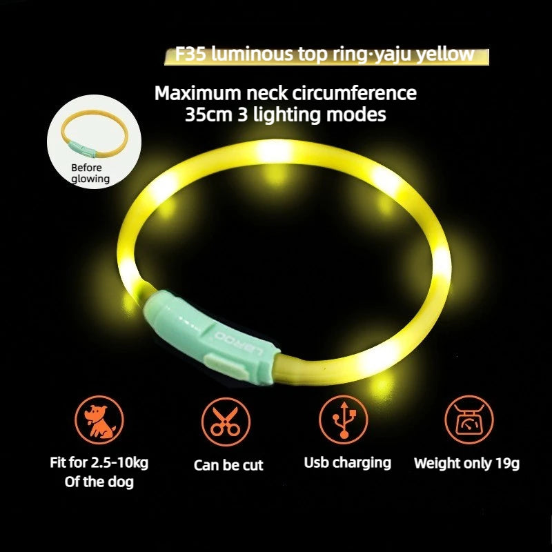 Dog Glow-in-the Dark Pendant Walk Dogs Pet Fun Led Rechargeable Pendants Waterproof Night Prevent Lost Pet Products Accessories