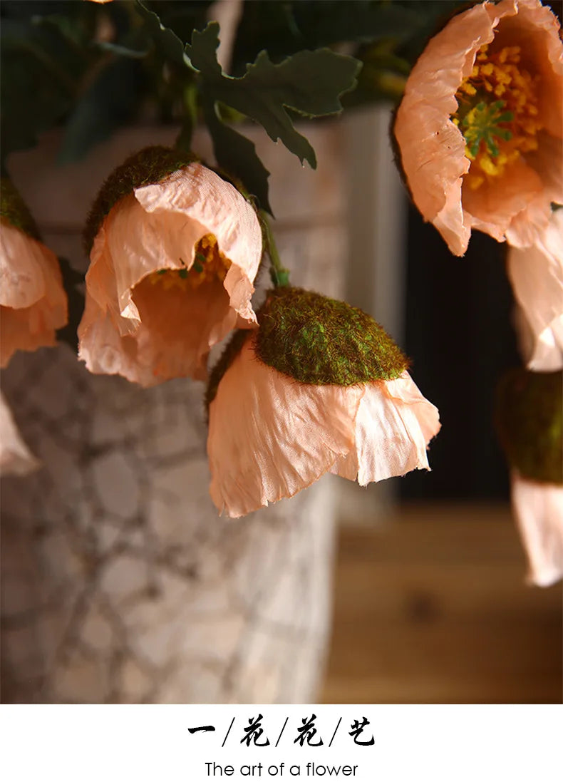 4Head Artificial Poppy Flower Wedding Home Decoration 46cm Flowers Home Decoration Hotel Homestay Home Decoration