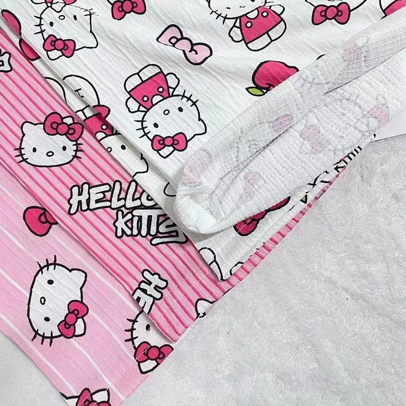 Hello Kitty Flannel Pajama Pants Anime Cartoon Sanrio Home Pants Couple Home Sleepwear Trousers Leisure Home Clothing