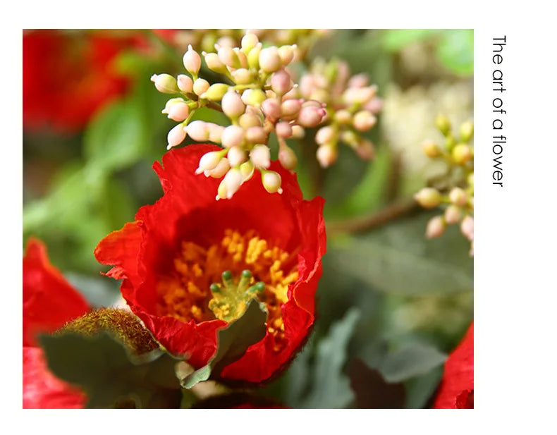 4Head Artificial Poppy Flower Wedding Home Decoration 46cm Flowers Home Decoration Hotel Homestay Home Decoration