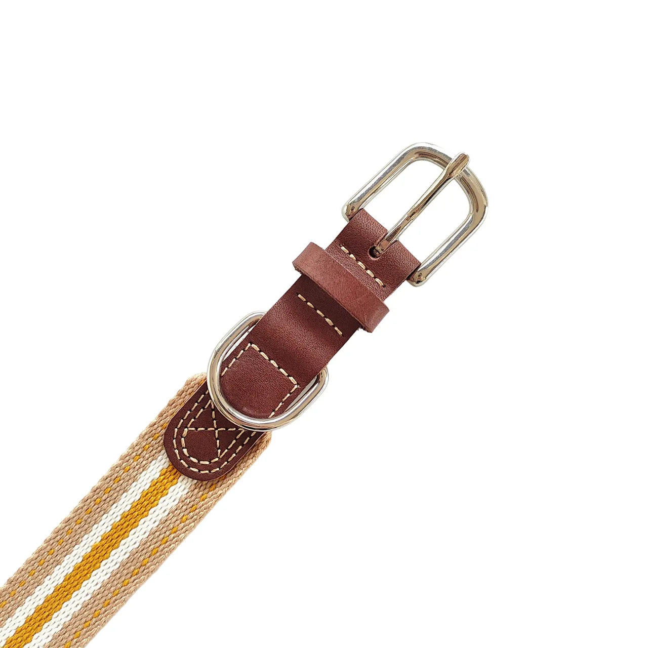 Pet Collar Dog Collar Genuine Leather Cowhide Woven Webbing Polyester Cotton Collar Large and Small Dogs Pet Supplies