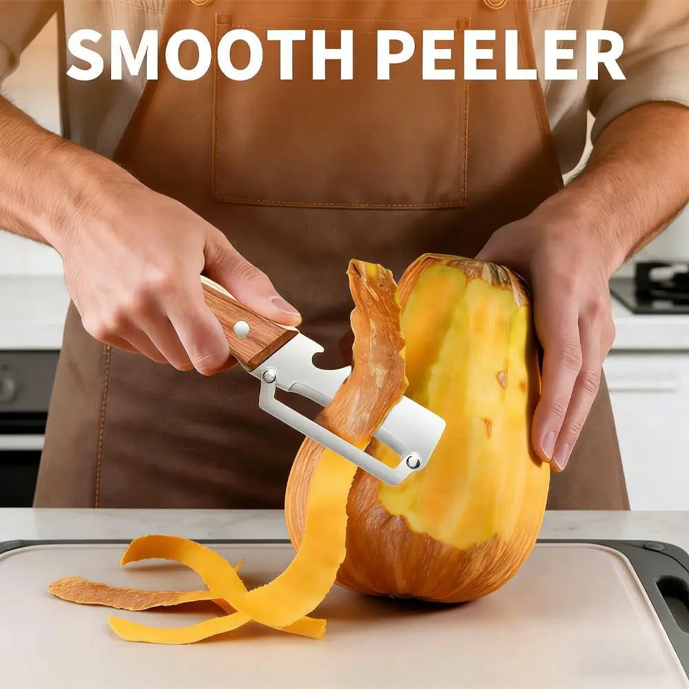 Stainless Steel Vegetable Peeler Ergonomic Wooden Handle Multi Fruit Potato Peeling Tool Kitchen Gadget for Home Cooking