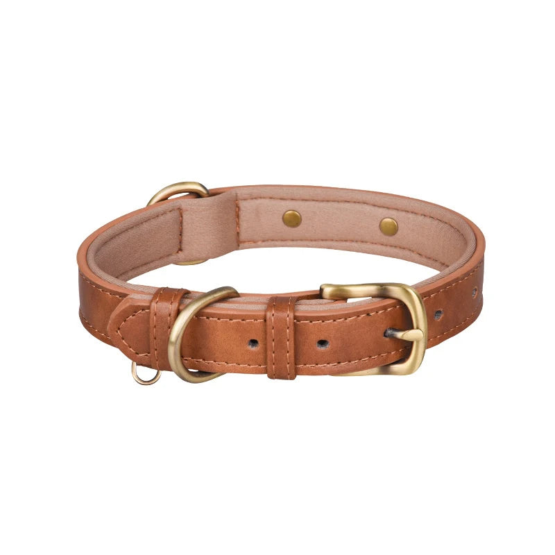Leather Dog Collar Padded Pet Collars Adjustable Dog Collar Strong& Durable for Small Medium Dogs Pet Shop Bulldog Bull Terrier