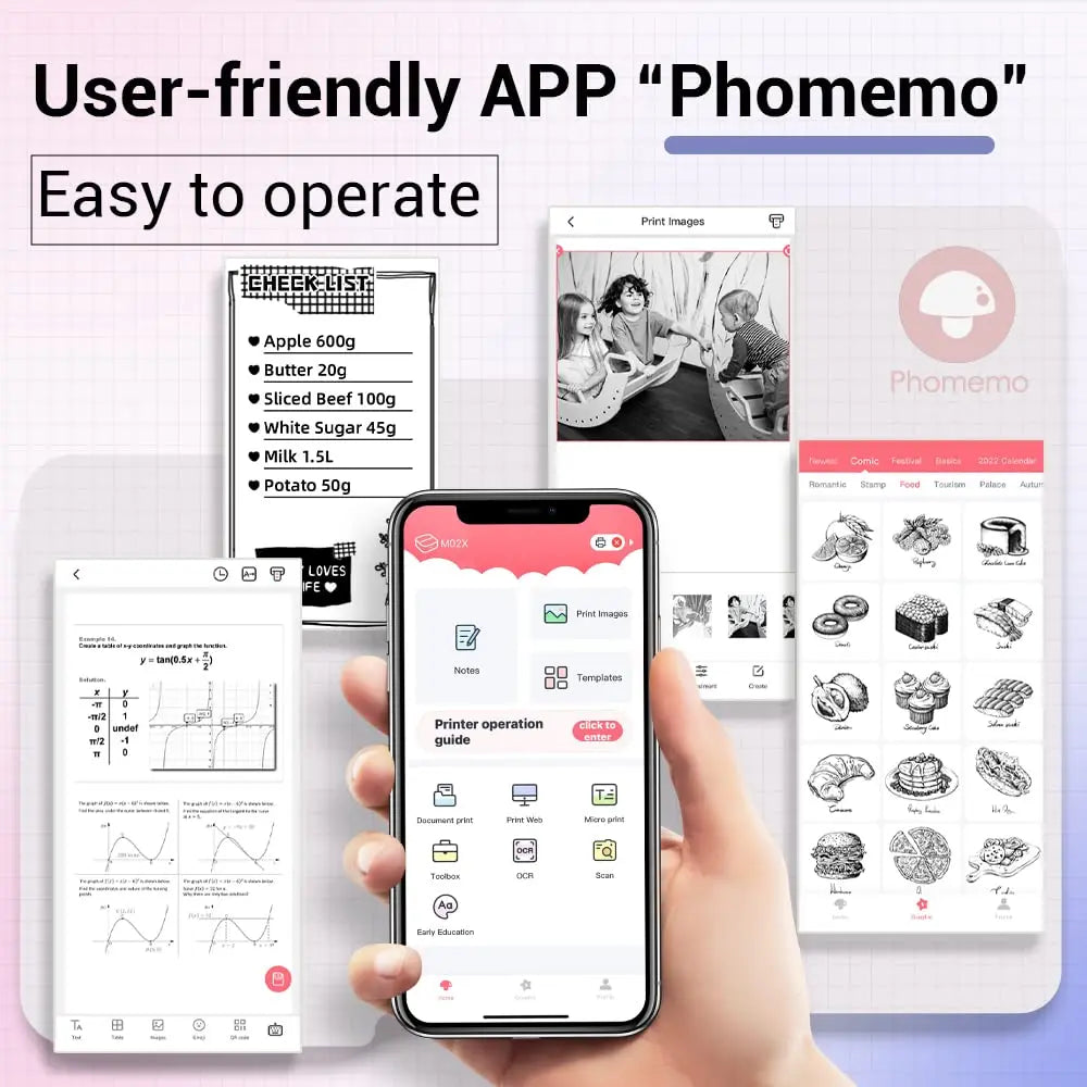 Phomemo M04S 110mm Portable Printer 304dpi Bluetooth Inkless Thermal Printer Support 53/80/110mm Thermal Paper for Mobile Phone