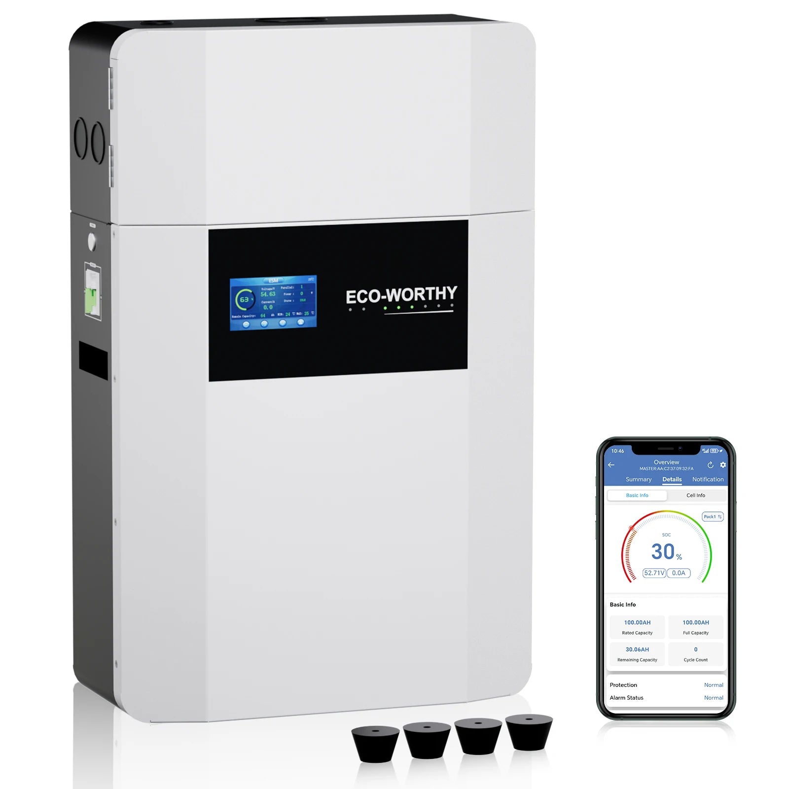 ECO-WORTHY 48V 100Ah Wall-Mount Indoor LiFePO4 Lithium Battery with Conduit Box For Off-Grid Systems, Home Backup Power