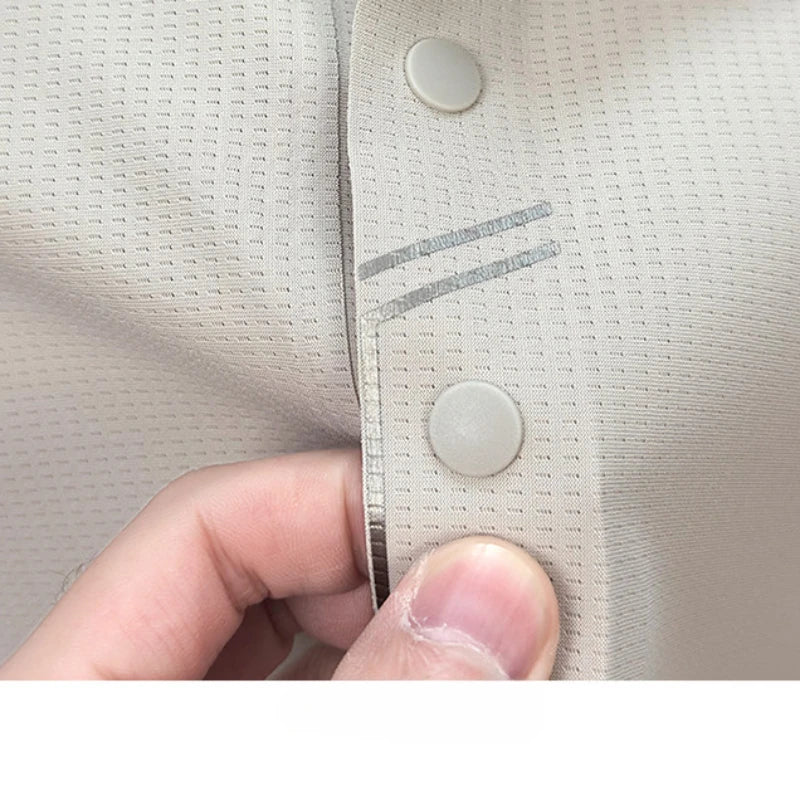 Men's Seamless Tech Polo Shirt - 4-Hole Button, 180g UV Sun Protection, 7A Antibacterial Business Leisure High-End Tops
