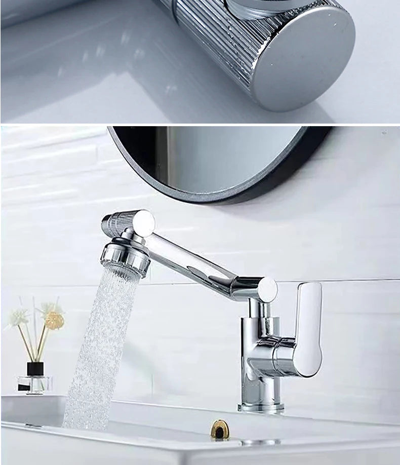 Stainless Steel Universal 1080° Rotary Faucet, Hot And Cold Water Faucet Double Outlet Mode, Suitable For Bathroom Kitchen Sink