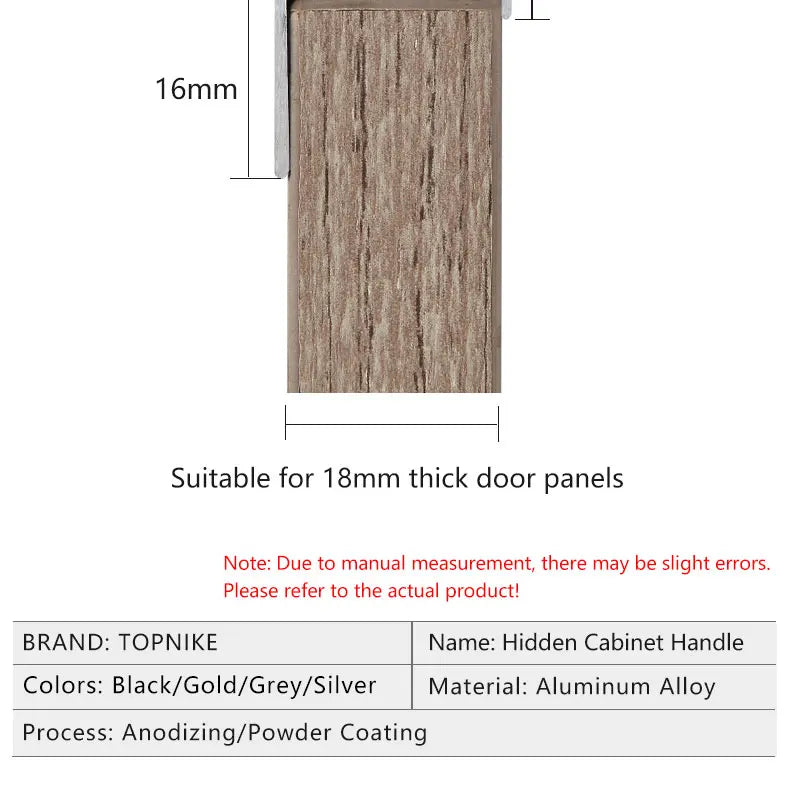 Concealed Edge Banding Kitchen Cabinet Door Recessed Handles Drawers Finger Pulls With 18mm Wood Boards G-Shape Groove-Free