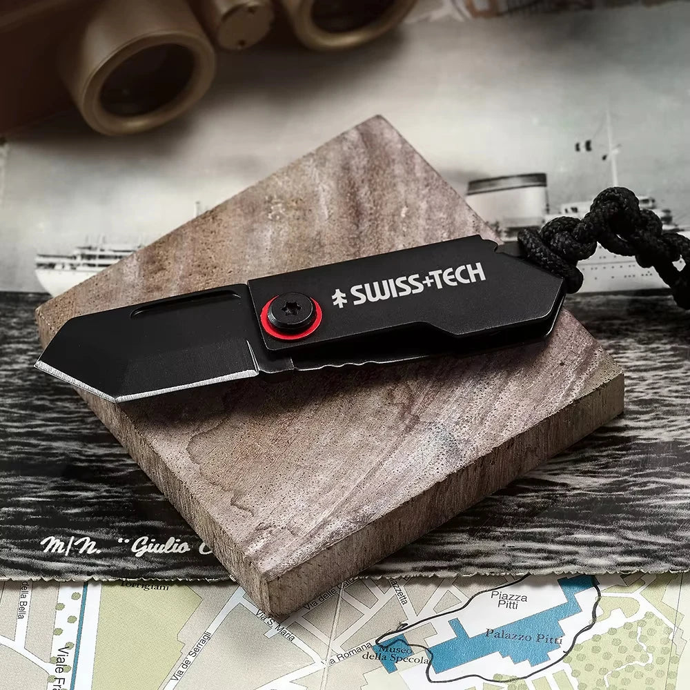 SWISS TECH Outdoor Stainless Steel Mini Folding Pocket Knife Portable Package Opener Unboxing Tool Keychain