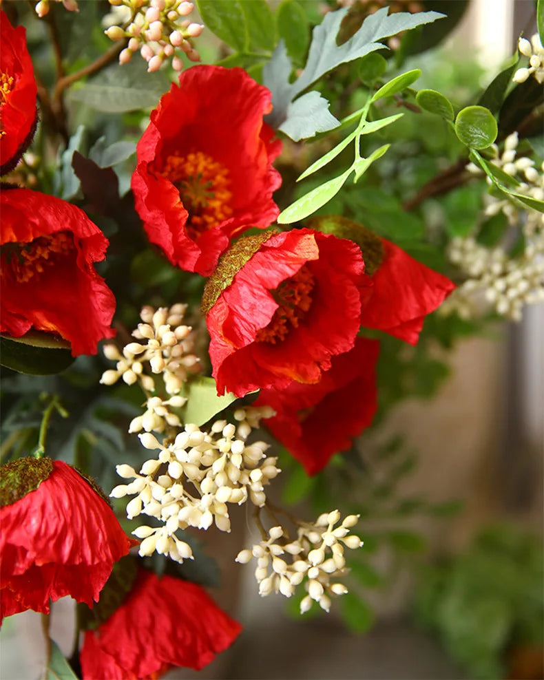 4Head Artificial Poppy Flower Wedding Home Decoration 46cm Flowers Home Decoration Hotel Homestay Home Decoration