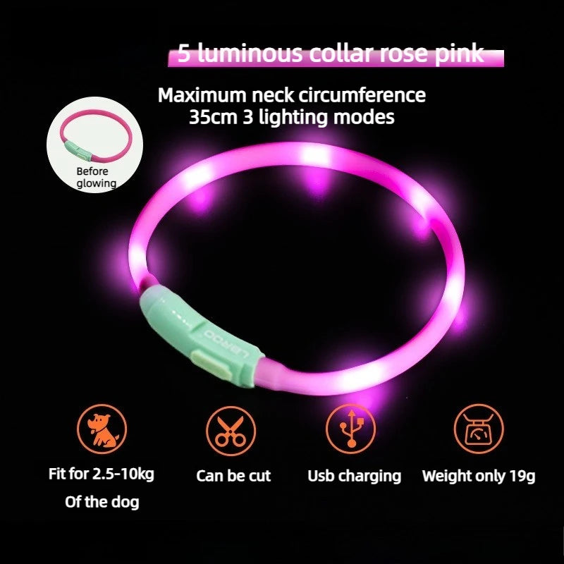 Dog Glow-in-the Dark Pendant Walk Dogs Pet Fun Led Rechargeable Pendants Waterproof Night Prevent Lost Pet Products Accessories