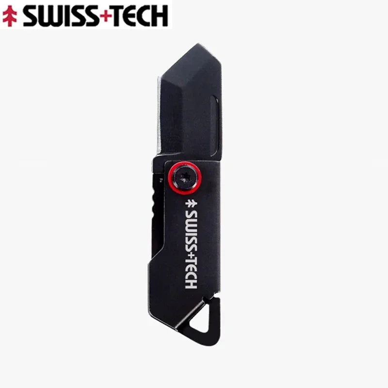 SWISS TECH Outdoor Stainless Steel Mini Folding Pocket Knife Portable Package Opener Unboxing Tool Keychain