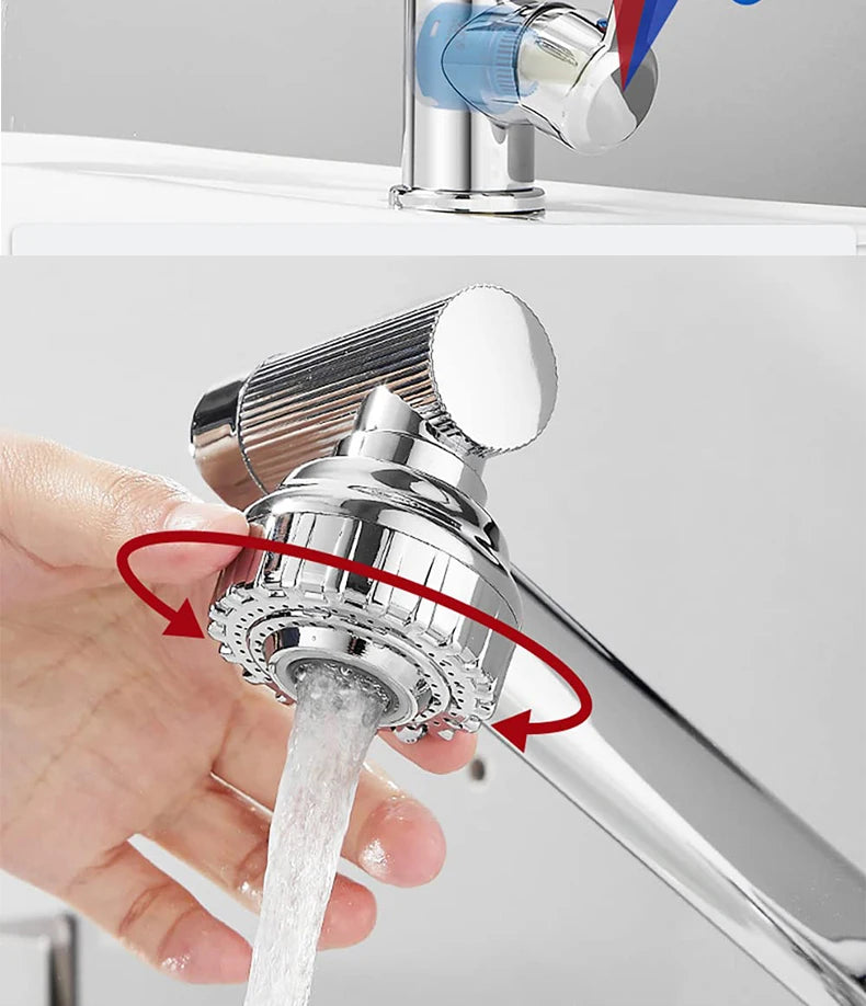 Stainless Steel Universal 1080° Rotary Faucet, Hot And Cold Water Faucet Double Outlet Mode, Suitable For Bathroom Kitchen Sink