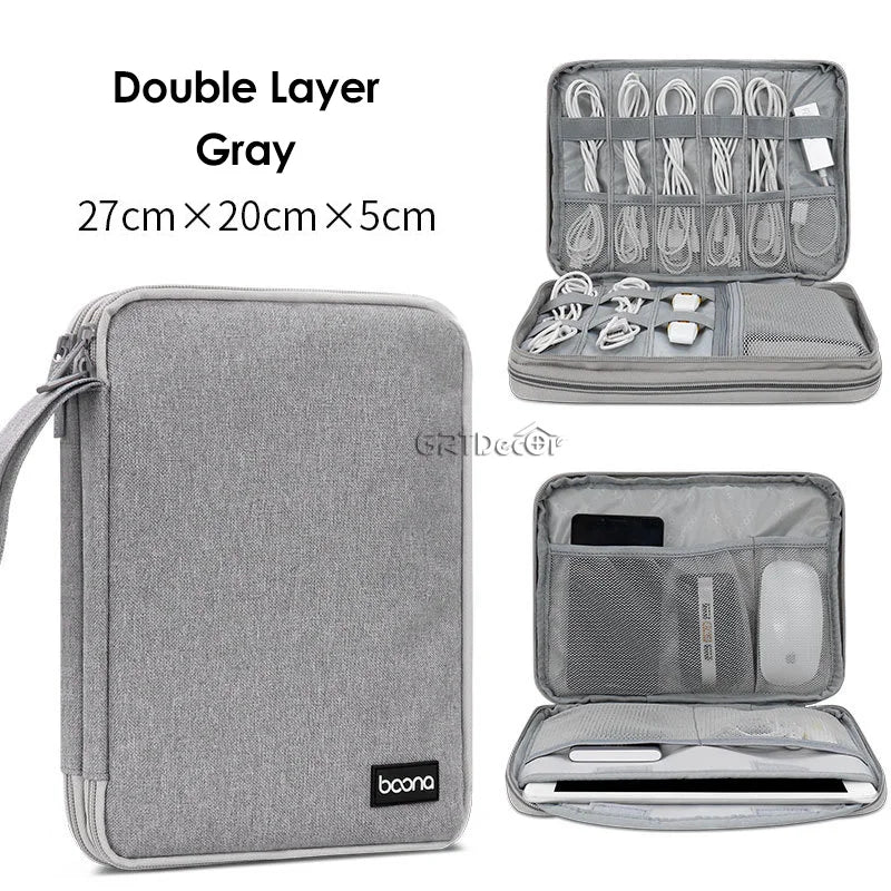 Electronics Protective Storage Bags for Cable Organizer Bag Handheld Tech Pouch for Tablet Phones & Power Banks Organizador Case
