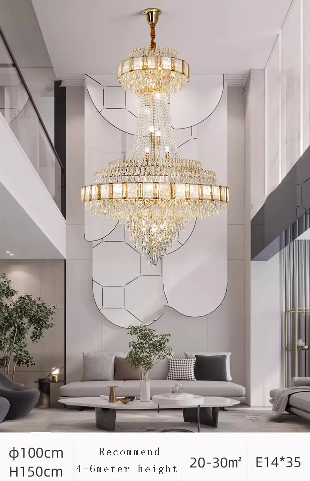 Cristal Lustres for Staircase Villa Duplex Chandelier Crystal Luxury Large Gold Nordic Home Decoration Led High-end Hanging Lamp