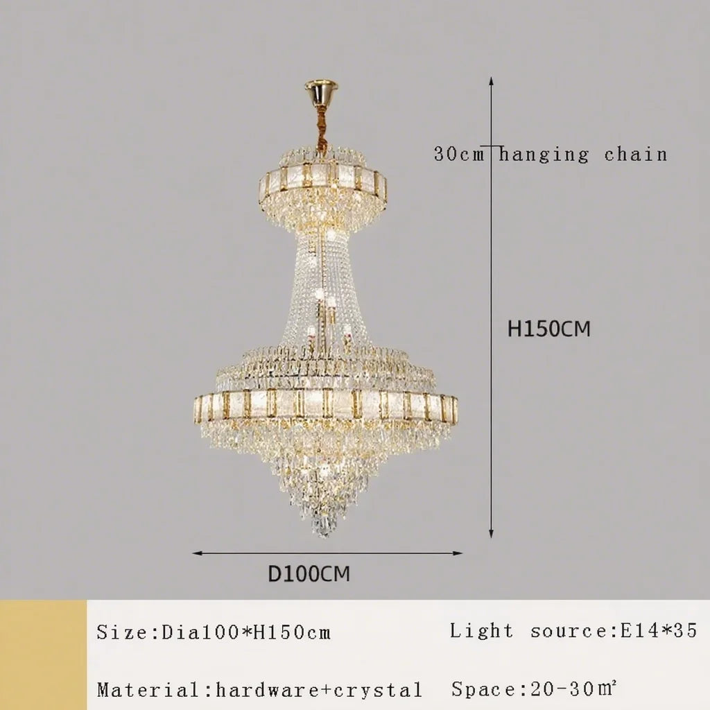 Cristal Lustres for Staircase Villa Duplex Chandelier Crystal Luxury Large Gold Nordic Home Decoration Led High-end Hanging Lamp