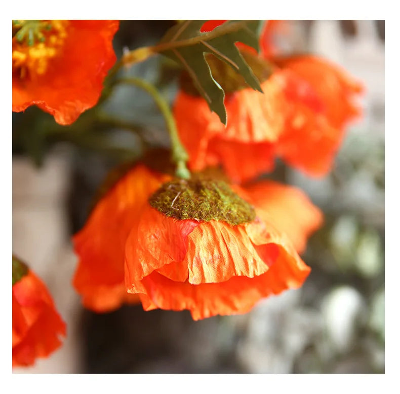 4Head Artificial Poppy Flower Wedding Home Decoration 46cm Flowers Home Decoration Hotel Homestay Home Decoration