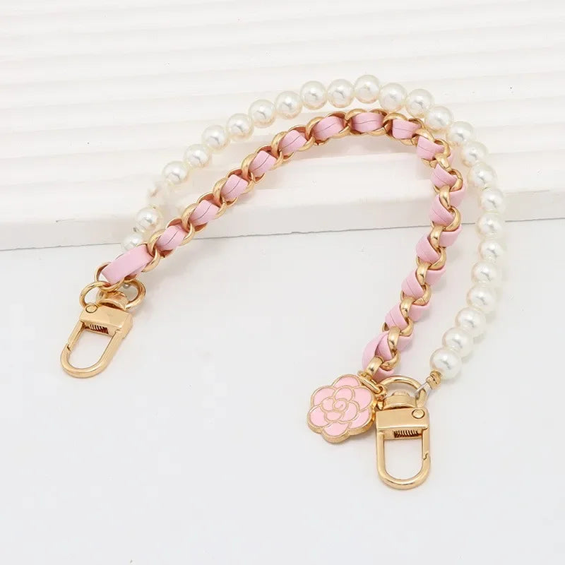 Camellia Pearl Mobile Phone Charm lanyard Chain Girl Woman Cell Phone Case Fashion Pendant Key Strap Rope With Universal Clip