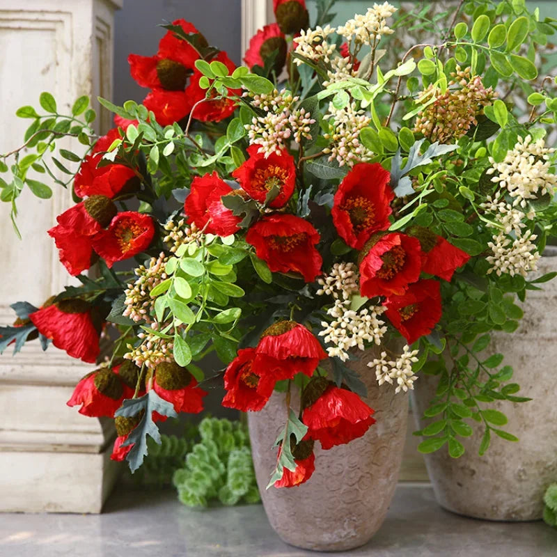 4Head Artificial Poppy Flower Wedding Home Decoration 46cm Flowers Home Decoration Hotel Homestay Home Decoration