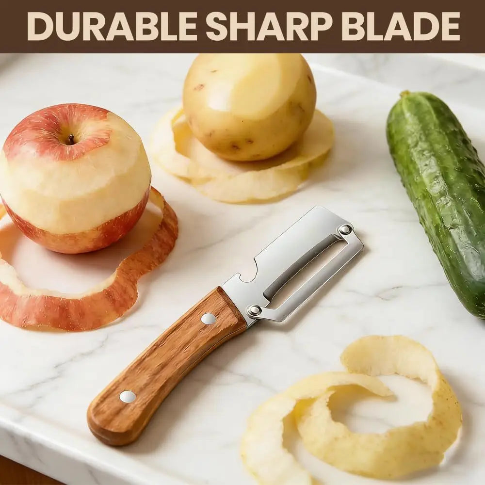 Stainless Steel Vegetable Peeler Ergonomic Wooden Handle Multi Fruit Potato Peeling Tool Kitchen Gadget for Home Cooking