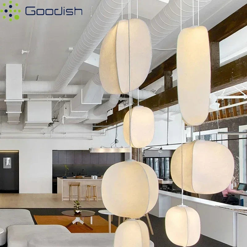Vintage Industrial Art Cloth Fabric Paper LED Pendant Lights Creative Hand Knitted Lamps for Bedroom Home Decoration Chandelier