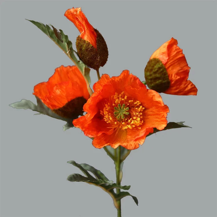 4Head Artificial Poppy Flower Wedding Home Decoration 46cm Flowers Home Decoration Hotel Homestay Home Decoration