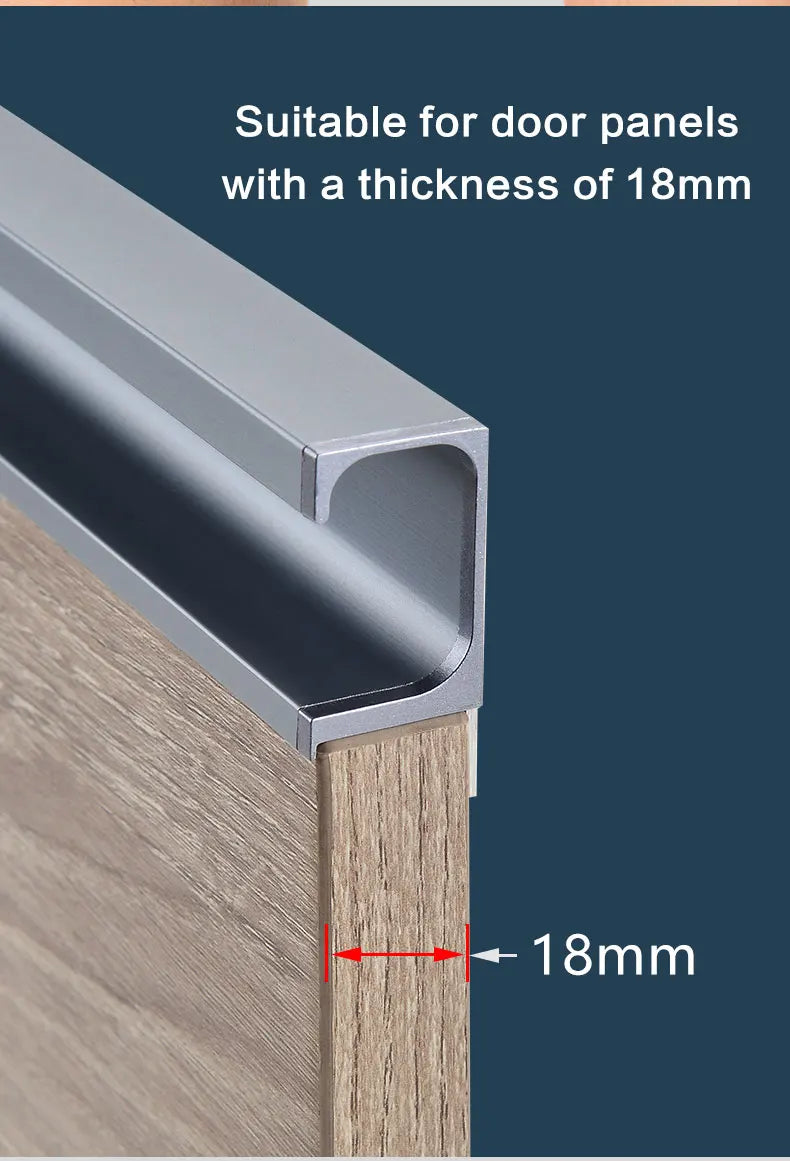 Concealed Edge Banding Kitchen Cabinet Door Recessed Handles Drawers Finger Pulls With 18mm Wood Boards G-Shape Groove-Free