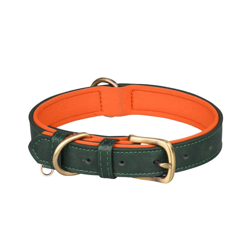 Leather Dog Collar Padded Pet Collars Adjustable Dog Collar Strong& Durable for Small Medium Dogs Pet Shop Bulldog Bull Terrier