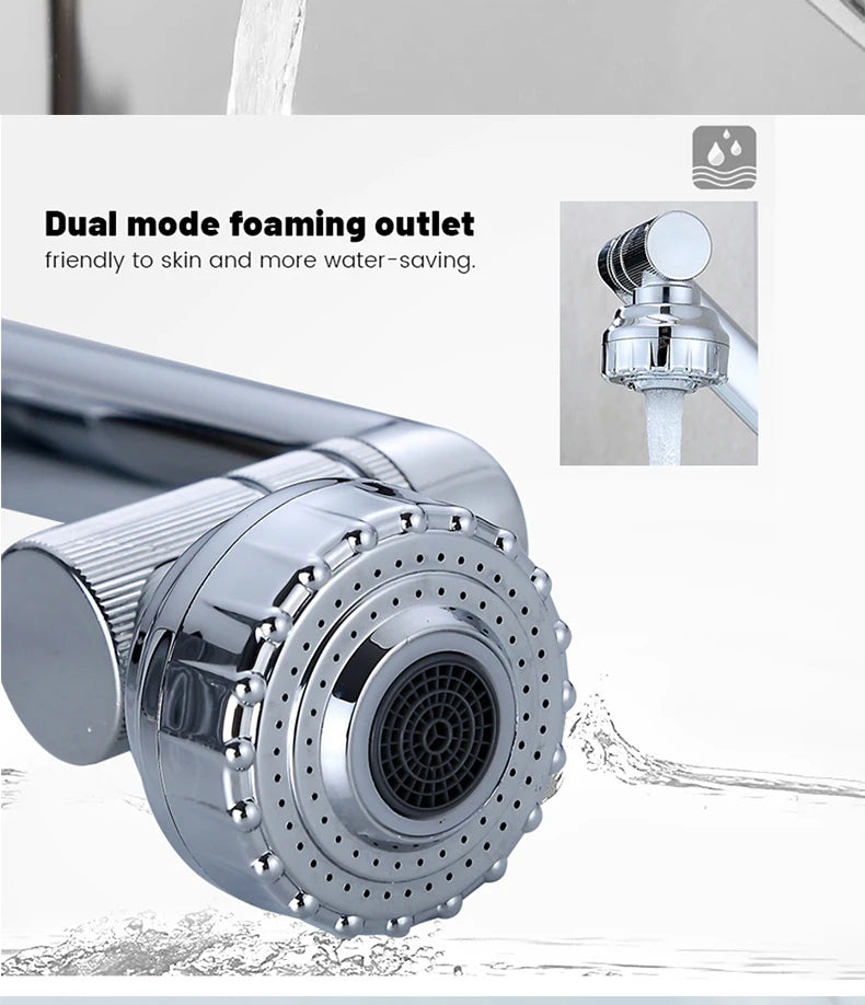 Stainless Steel Universal 1080° Rotary Faucet, Hot And Cold Water Faucet Double Outlet Mode, Suitable For Bathroom Kitchen Sink