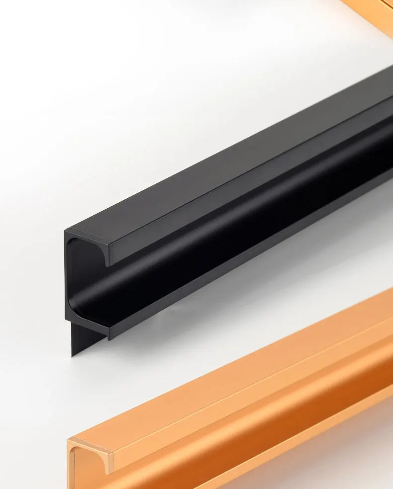 Concealed Edge Banding Kitchen Cabinet Door Recessed Handles Drawers Finger Pulls With 18mm Wood Boards G-Shape Groove-Free