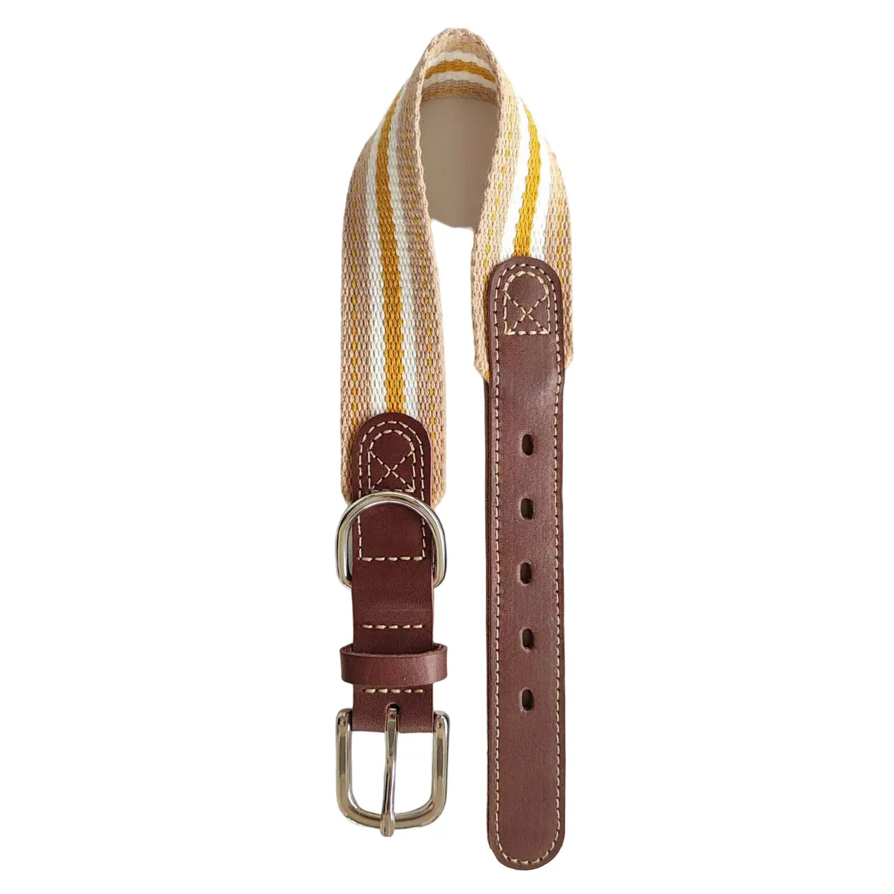 Pet Collar Dog Collar Genuine Leather Cowhide Woven Webbing Polyester Cotton Collar Large and Small Dogs Pet Supplies