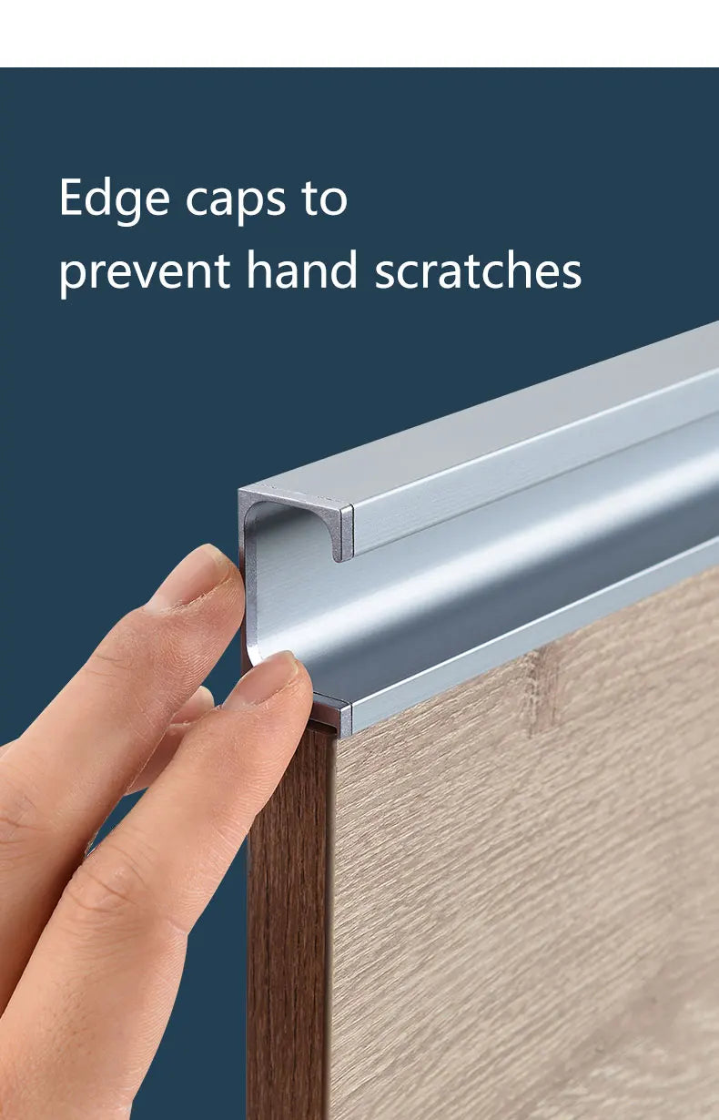 Concealed Edge Banding Kitchen Cabinet Door Recessed Handles Drawers Finger Pulls With 18mm Wood Boards G-Shape Groove-Free