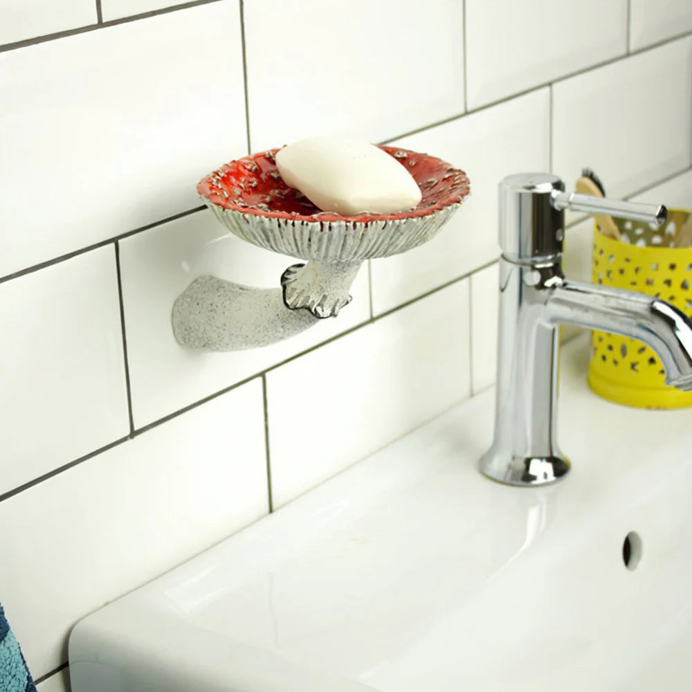 7/10/13cm Resin Amanita Shaped Floating Shelf Wall Mounted Mushroom Hanging Shelf Halloween Decor Keys Holder Home Ornaments
