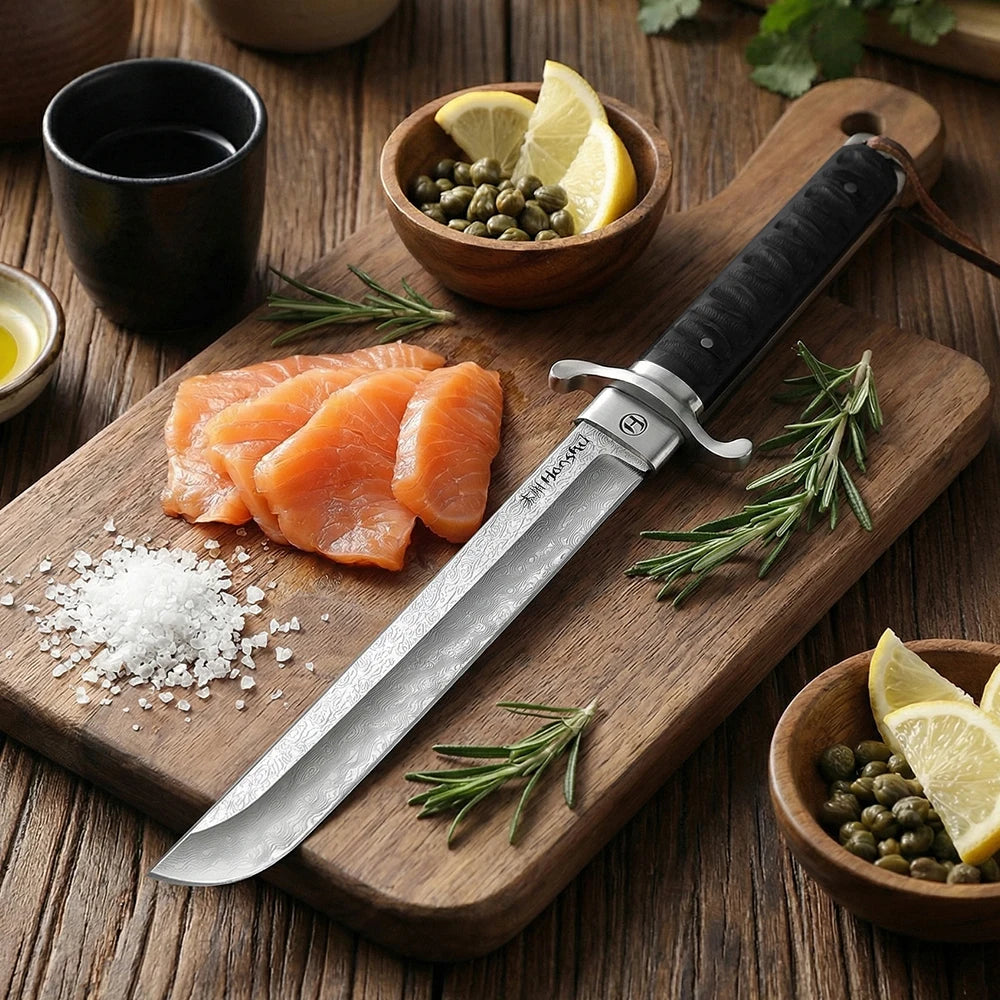 Multifunctional Japanese Damascus kitchen knife, a professional sashimi and sushi knife, suitable for deboning and slicing fish