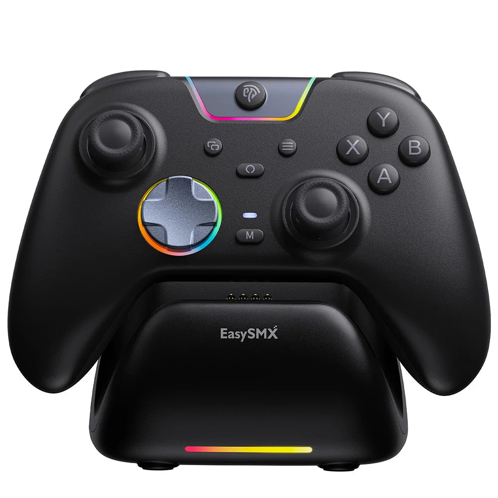 EasySMX X05Pro Wireless Controller with Charging Dock, Silent Buttons, 1000mAh Battery, 3-Mode for Switch/PC/Phone/Steam