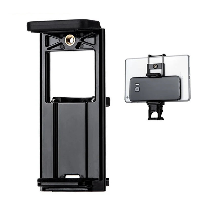 2 In 1 Universal Tablet Phone 1/4" Tripod Mount Clamp Holder Bracket Selfie Clip Stand