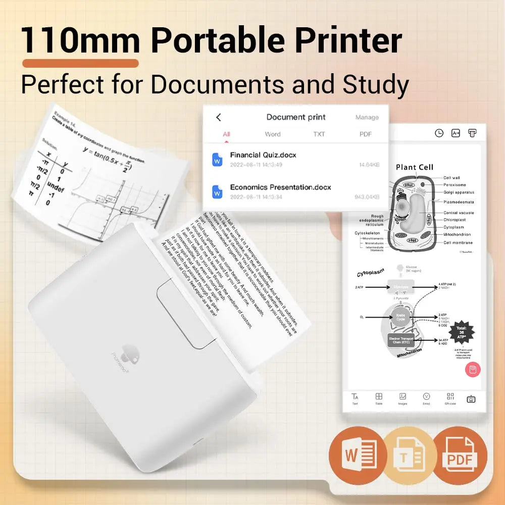 Phomemo M04S 110mm Portable Printer 304dpi Bluetooth Inkless Thermal Printer Support 53/80/110mm Thermal Paper for Mobile Phone