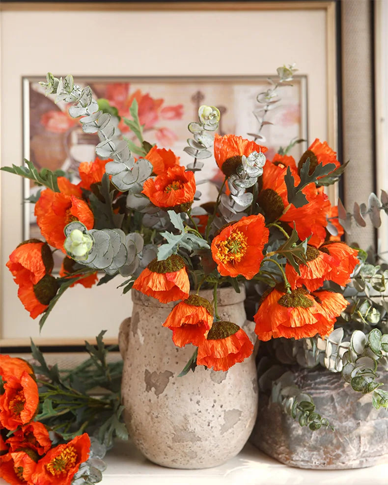 4Head Artificial Poppy Flower Wedding Home Decoration 46cm Flowers Home Decoration Hotel Homestay Home Decoration