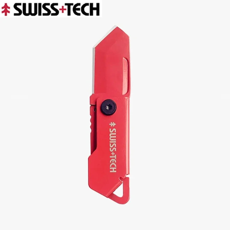 SWISS TECH Outdoor Stainless Steel Mini Folding Pocket Knife Portable Package Opener Unboxing Tool Keychain