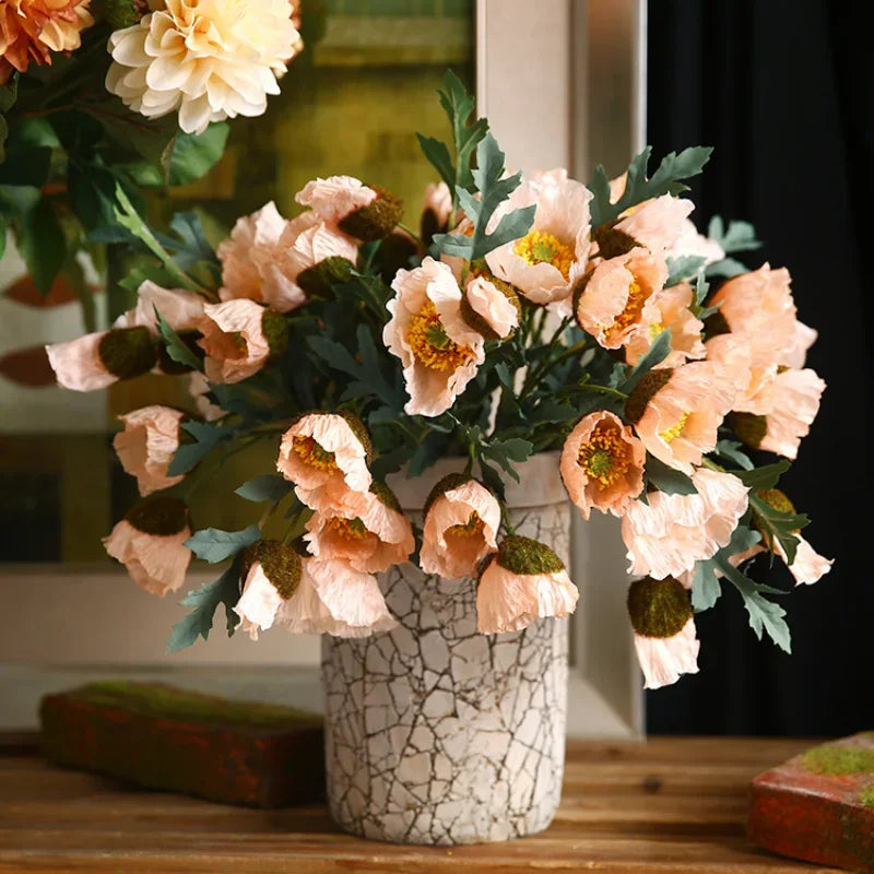 4Head Artificial Poppy Flower Wedding Home Decoration 46cm Flowers Home Decoration Hotel Homestay Home Decoration